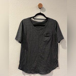 Lululemon. 8?  Grey stripes. Good condition. Front pocket